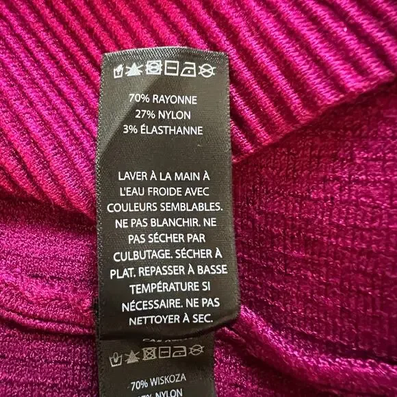 House of Harlow 1960 Sleeveless Ribbed Bodycon Mini Sweater Dress L Fuchsia Pink - Picture 8 of 8